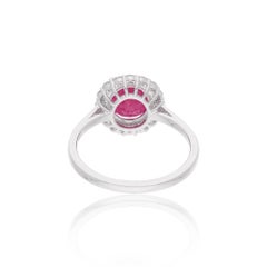 Real 2.55 Carat Ruby 0.45 Carat Diamond Halo Engagement Ring 18 Karat White Gold