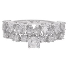 Natural 1.61 Carat SI/H Round Pear Diamond Ring 18 Karat White Gold Jewelry