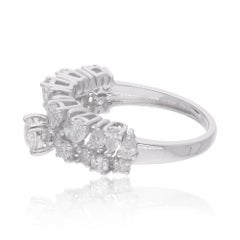Natural 1.61 Carat SI/H Round Pear Diamond Ring 18 Karat White Gold Jewelry