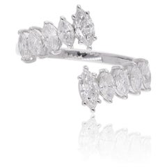 Anillo envolvente de diamantes marquesa de 1,07 quilates Oro blanco de 18 quilates Joyería fina hecha a mano