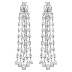 11.68 Ct Natural Marquise Diamond Fringe Chandelier Earrings Gold