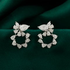 Natural Pear & Marquise Diamond Open Circle Cluster Earrings