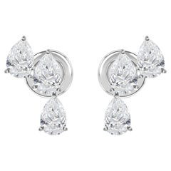 Pendientes colgantes con racimo de diamantes naturales en forma de pera de 2,44 quilates, en oro blanco de 18 quilates