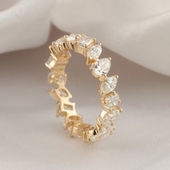 2.9 Carat SI Clarity HI Color Multi Shape Diamond Band Ring 18 Karat Yellow Gold