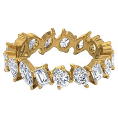 2.9 Carat SI Clarity HI Color Multi Shape Diamond Band Ring 18 Karat Yellow Gold