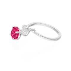 Oval Ruby Wrap Cuff Ring SI Clarity HI Color Diamond 18 Karat White Gold Jewelry