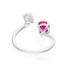 Oval Ruby Wrap Cuff Ring SI Clarity HI Color Diamond 14 Karat White Gold Jewelry