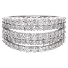 1.62 Carat Pave Diamond Multi Layer Ring 18 Karat White Gold Handmade Jewelry