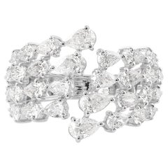 Natural Diamond Pear Shape Wide Band Ring in 18K White Gold