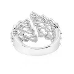 Natural Diamond Pear Shape Wide Band Ring in 18K White Gold