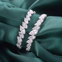 5.58 Ct Natural Marquise Diamond Leaf Ear Climber Earrings 18k White Gold