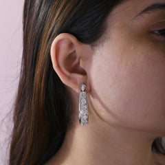 Natural 10.69 Carat Diamond Multi-Shape Hoop Earrings, 18K White Gold