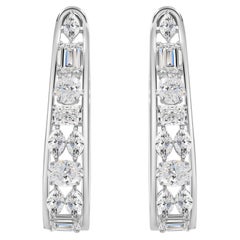 Natural 10.69 Carat Diamond Multi-Shape Hoop Earrings, 18K White Gold