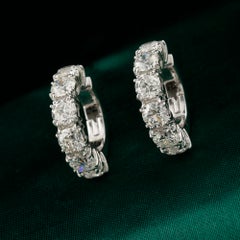 4.81 Ct Natural Round Diamond Five-Stone Ear Cuff Hoop Earrings 18K White Gold