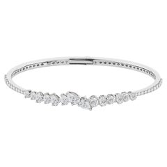 Natural 2.29 Carat Pear Diamond Scatter Cuff Bangle in 18K White Gold