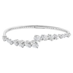 Natural 3.31 Carat Pear Diamond Waterfall Cuff Bangle in 18K White Gold