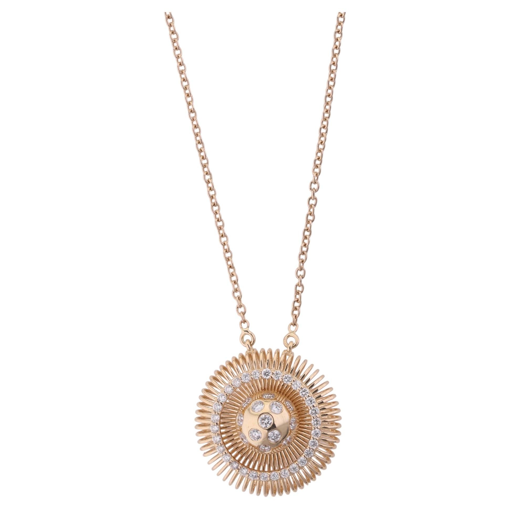 Natural 0.56 Carat Si/H Diamond Charm Pendant Necklace 18 Karat Yellow Gold