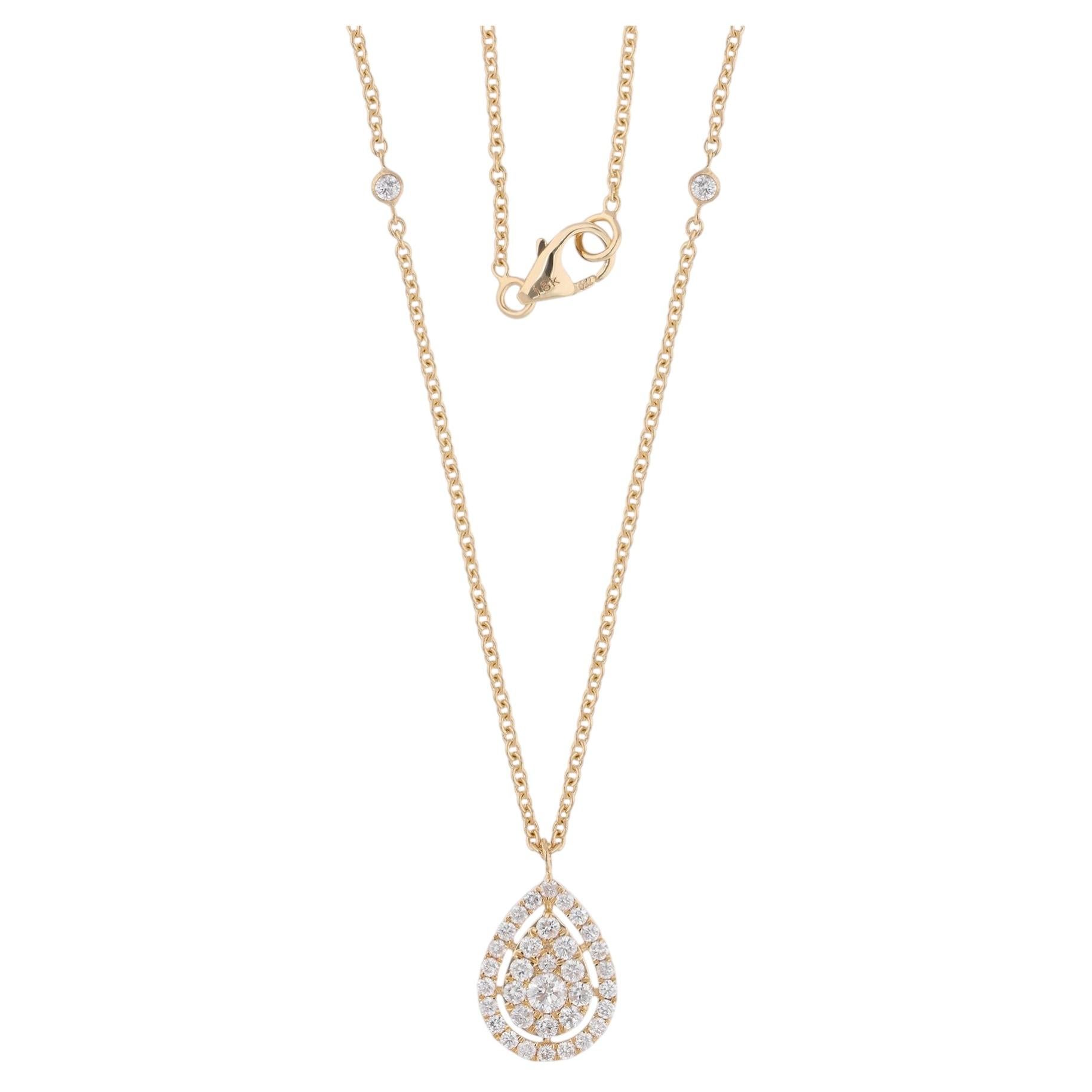 Natural 0.67 Carat SI//H Diamond Charm Pendant Necklace 18 Karat Yellow Gold