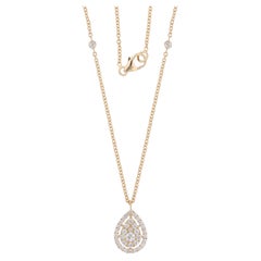 Natural 0.67 Carat SI//H Diamond Charm Pendant Necklace 18 Karat Yellow Gold