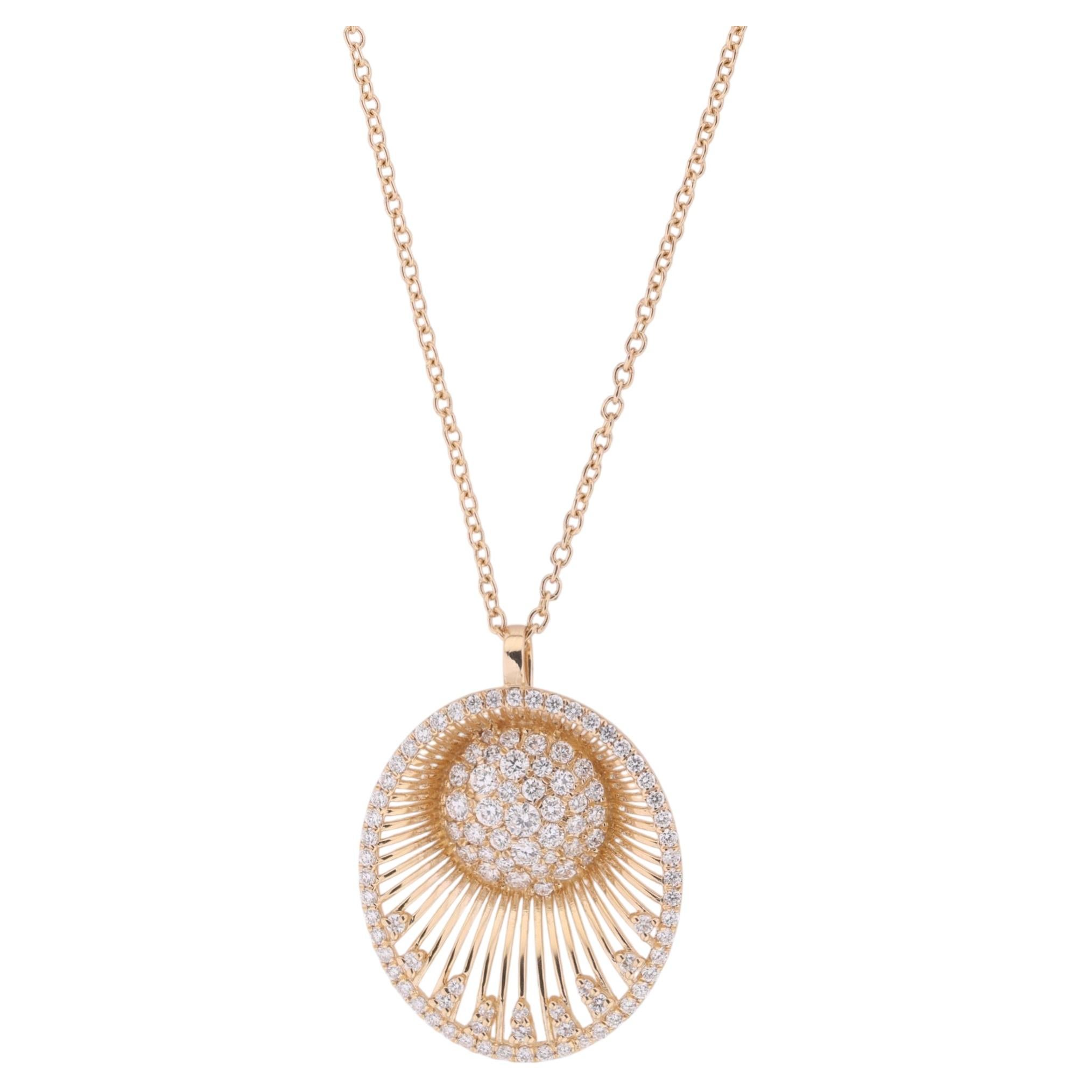 0.73 Carat SI Clarity HI Color Diamond Pendant Necklace 18 Karat Yellow Gold