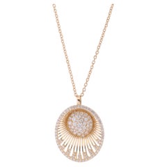 0.73 Carat SI Clarity HI Color Diamond Pendant Necklace 18 Karat Yellow Gold