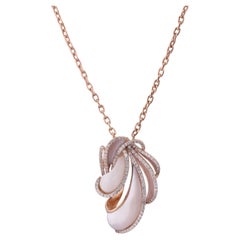 Mother of Pearl Diamond Pendant Necklace 18 Karat Rose Gold Jewelry