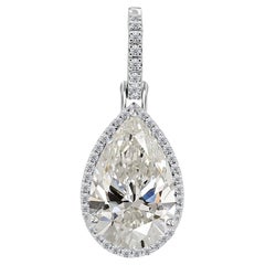 6.31 Carat SI/H Solitaire Pear Diamond Pendant 18 Karat White Gold