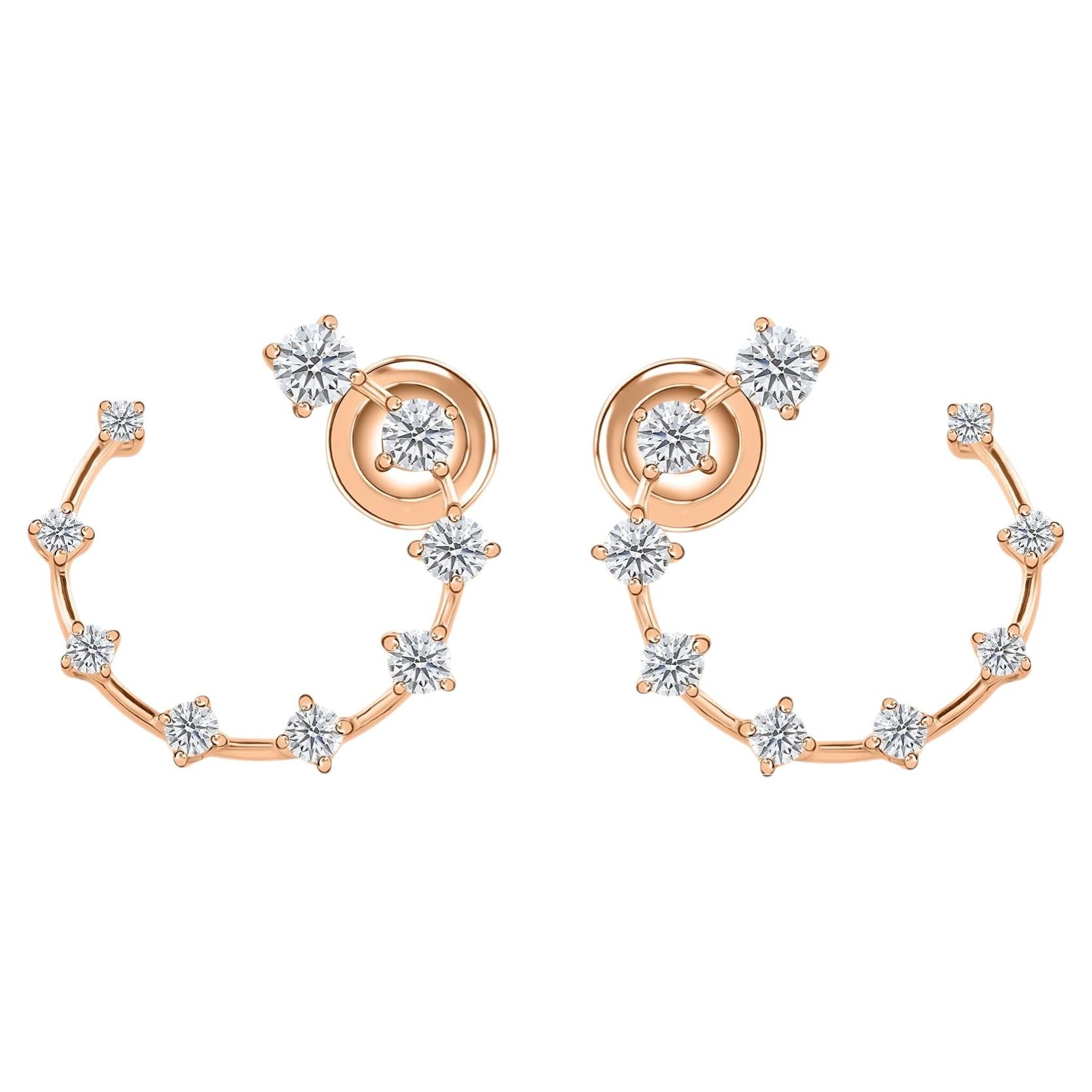 Natural 1.08 Carat SI Clarity GH Color Diamond Earrings 18 Karat Rose Gold