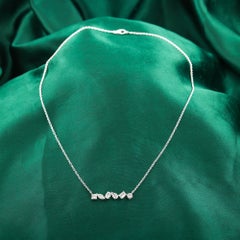 Natural 1.27 Carat Mixed Shape Diamond Pendant Necklace 18k White Gold