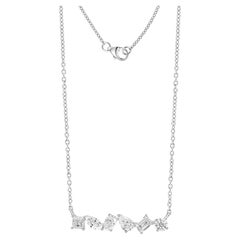 Natural 1.27 Carat Mixed Shape Diamond Pendant Necklace 18k White Gold