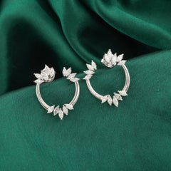 Natural 2.38 Carat SI/H Diamond Hoop Earrings 18k White Gold
