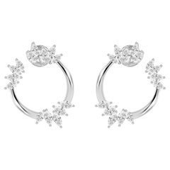 Natural 2.38 Carat SI/H Diamond Hoop Earrings 18k White Gold