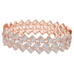 Natural 6.1 Carat SI Clarity GH Color Diamond Bangle Bracelet 18 Karat Rose Gold