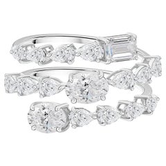 2.59 ct Natural Pear Diamond Diamond Coil Wrap Ring, 18K White Gold