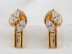 Natural 0.3 Carat SI Clarity GH Color Diamond Hoop Earrings 18 Karat Yellow Gold