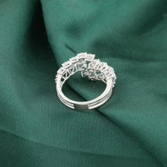 1.39 Ct Natural Pear Diamond Feathered Diamond Wrap Ring, 18K White Gold