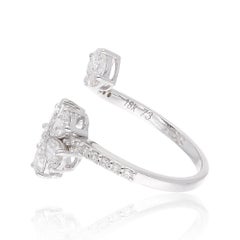 Natürlicher 1,47 Karat SI/HI Diamant Blume offener Wickelring 18 Karat Weißgold