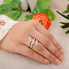 1.75 Carat SI Clarity HI Color Pear Diamond Wrap Ring 18 Karat White Gold