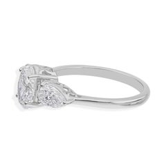 Natural 2 Carat SI Clarity HI Color Oval Pear Diamond Ring 14 Karat White Gold