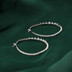 0.95 Ct Natural Round Diamond Round Hoop Earrings, 14K White Gold