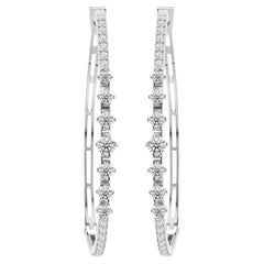 0.95 Ct Natural Round Diamond Round Hoop Earrings, 14K White Gold