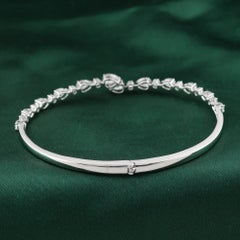 2.12 Ct Natural Marquise & Round Diamond Scattered Open Bangle, 18K White Gold