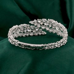 Natural Diamond Crossover Bangle Bracelet, 17.83 Carats, 18K White Gold