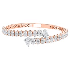 12.00 Ct Natural Marquise Diamond Marquise Bypass Bangle, 18K Rose Gold