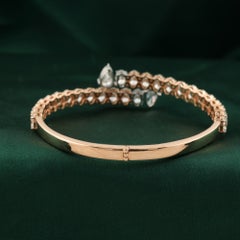 12.00 Ct Natural Marquise Diamond Marquise Bypass Bangle, 18K Rose Gold