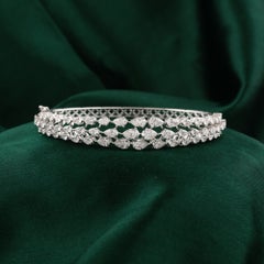 5.10 Ct Natural Marquise Diamond Layered Marquise Bangle, 18K White Gold