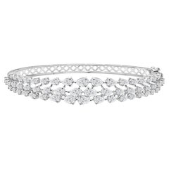 5.10 Ct Natural Marquise Diamond Layered Marquise Bangle, 18K White Gold