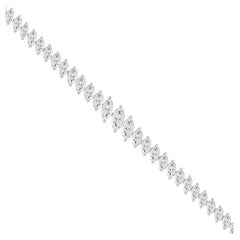 11.17 Ct Natural Marquise Diamond Graduated Tennis Bracelet, 18K White Gold