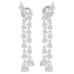 5.37 Ct Natural Marquise Diamond Linear Drop Earrings, 18K White Gold