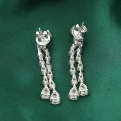 5.37 Ct Natural Marquise Diamond Linear Drop Earrings, 18K White Gold